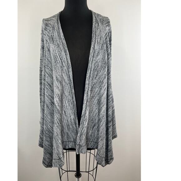 Three Dots Gray Asymmetric Wrap Front Draped Long Sleeve Cardigan Sweater XS - Picture 6 of 9